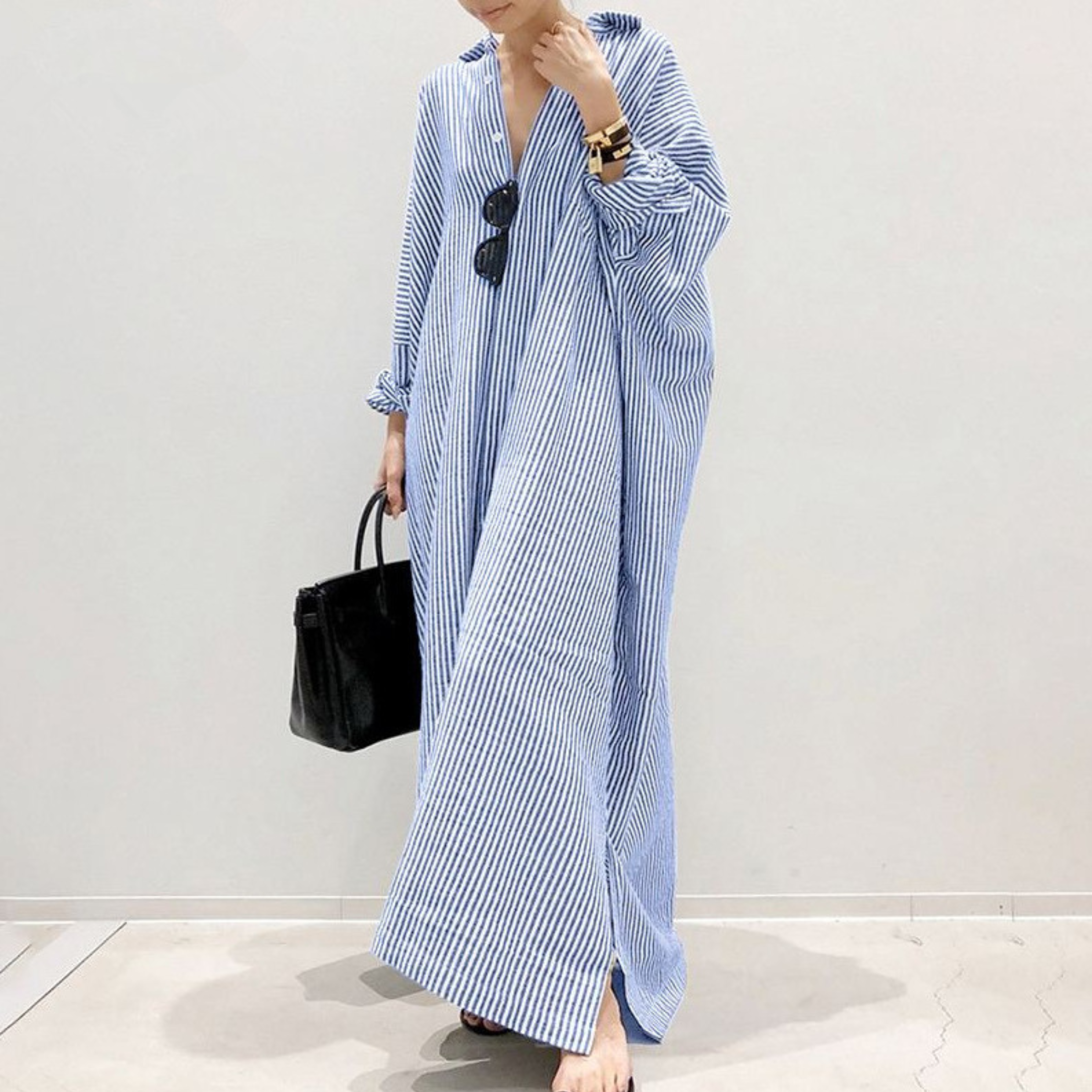 LINNAEA™ - Robe Maxi Rayée Quotidienne
