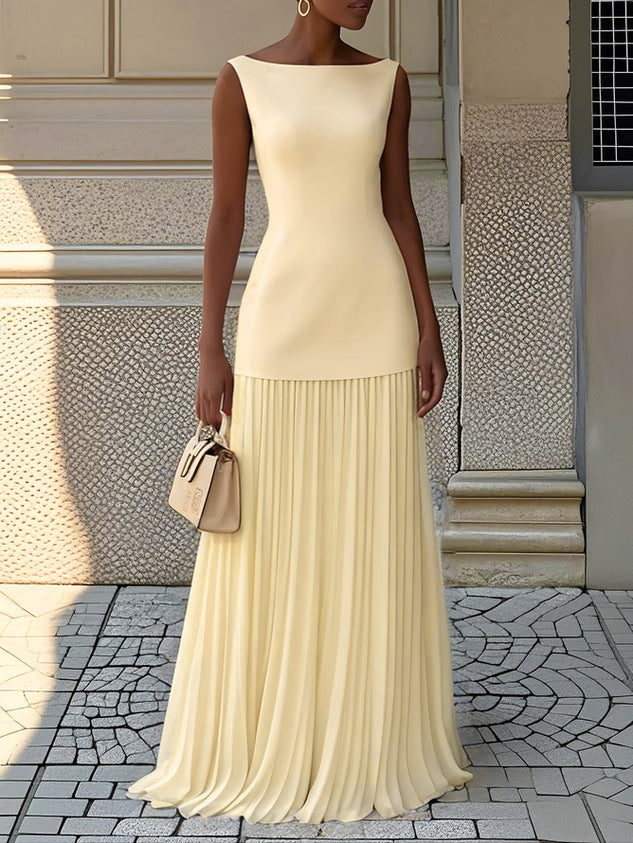 Brigitte – Robe longue plissée sans manches